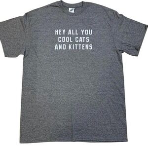 Delta Pro Weight Hey All You Cool Cats and Kittens Graphic Tee Grey Large